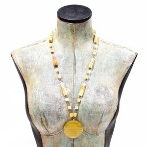 VTG 60's Natural Stone Aztec Sun Linked Necklace